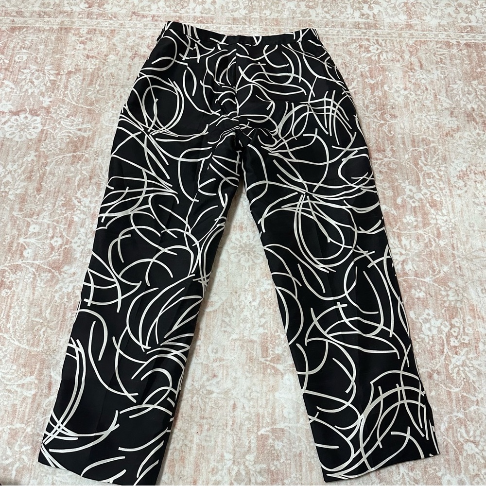 Vintage 100% Silk High Waisted Patterned Capri Pants - Picture 8 of 8